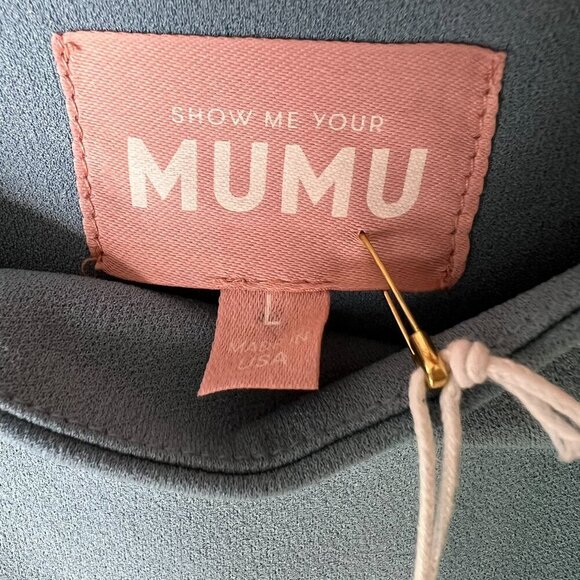 Show Me Your Mumu Dress Womens Size Large Dusty Sage Eden Midi Long Side Slit - Picture 2 of 16